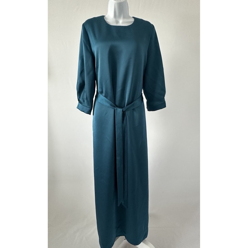 NWT!  Sateen Teal Maxi Dress by OLIVVI, Sz: L  (b2A)